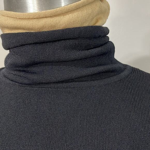 Tehama by Nancy Haley Black and Tan Vintage Long Sleeve Funnel Neck Top Size S - Picture 3 of 5